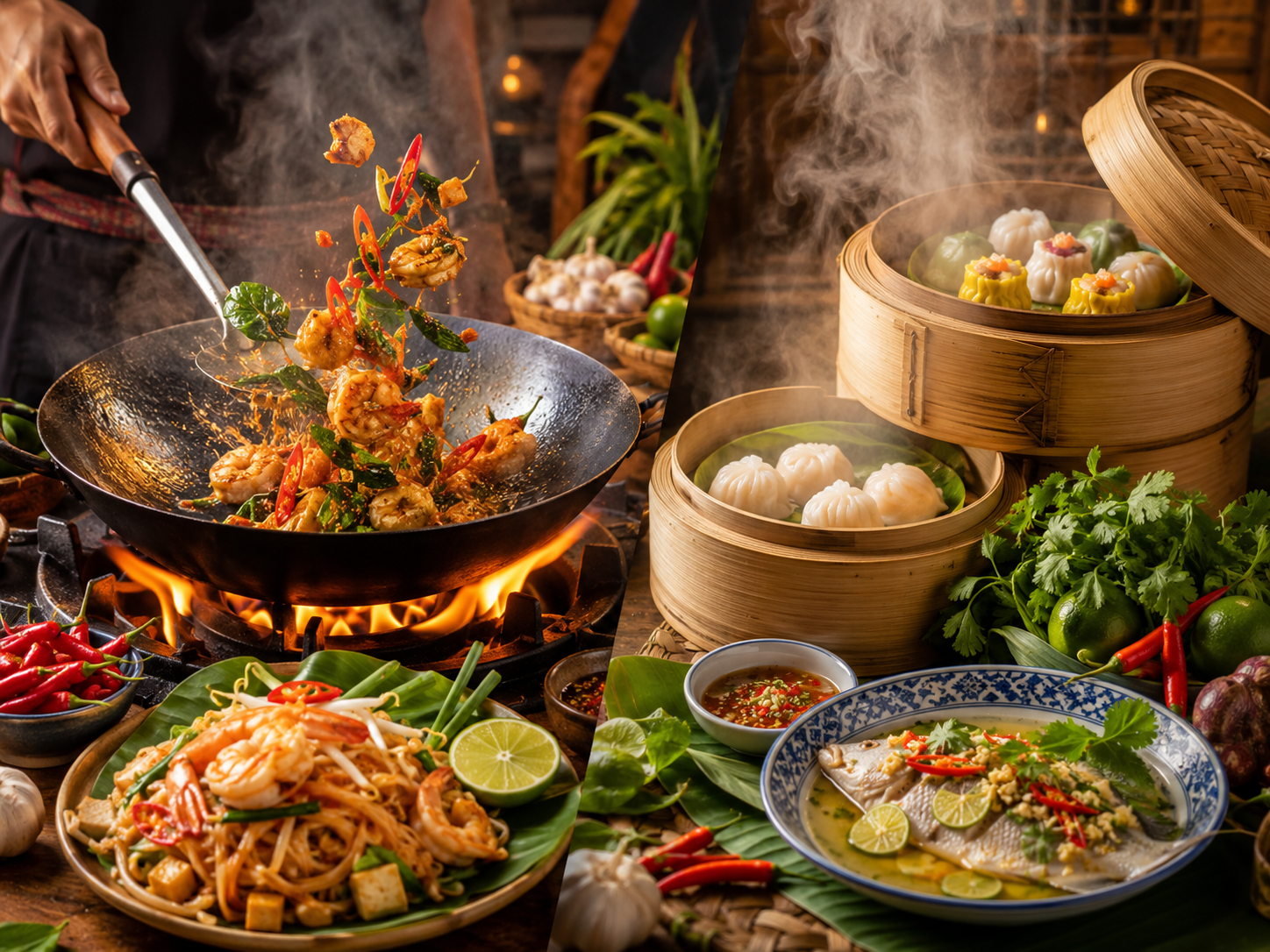 เทคนิคการทำอาหารไทย: ศิลปะของการทอดและการนึ่ง