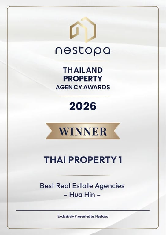 Thai Property 1 ได้รับรางวัล Best Real Estate Agency (Hua Hin) ตอกย้ำความเชี่ยวชาญด้านอสังหาริมทรัพย์หัวหิน